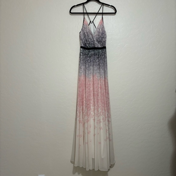 Badgley Mischka Twirling Butterfly Ombré Formal Maxi Dress Fairycore Whimsical 0 - Picture 6 of 15